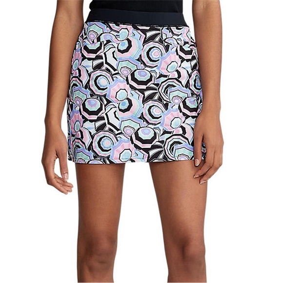 RLX RALPH LAUREN Black & Multicolor Umbrella Print Golf Tennis Skort Skirt, S - Picture 2 of 16